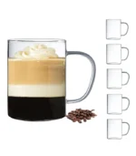 BOQO 16oz Glass Coffee Mugs