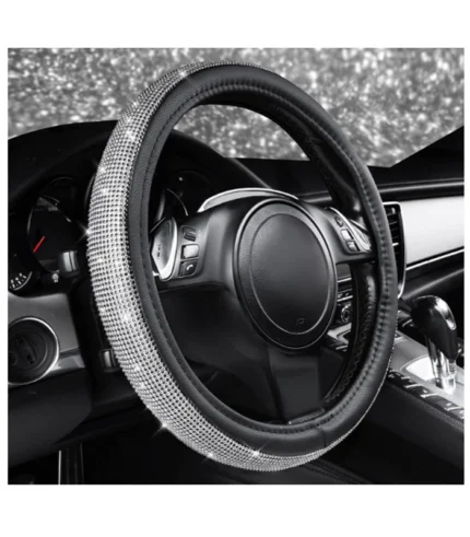 CAR PASS Bling Diamond Leather Steering Wheel Cover