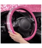 CAR PASS Diamond Pink Leather Steering Wheel Cover