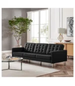 Modway EEI-3385-SLV-BLK Loft Tufted Button Faux Leather Upholstered Sofa in Silver Black