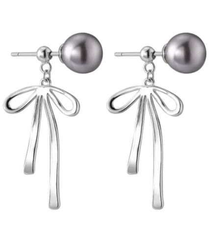 Pearl Bow Earrings Ribbon Stud Earrings