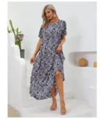 YESNO Women Casual Loose Bohemian Floral Dresses