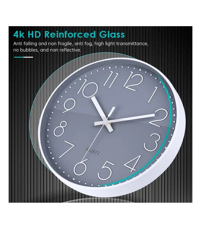 12 Inch Non-Ticking Silent Battery Operated Round Wall Clock