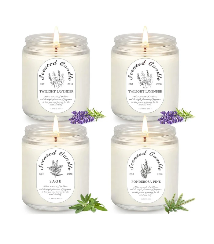 4 Pack Home Scented Lavender Jar Candles