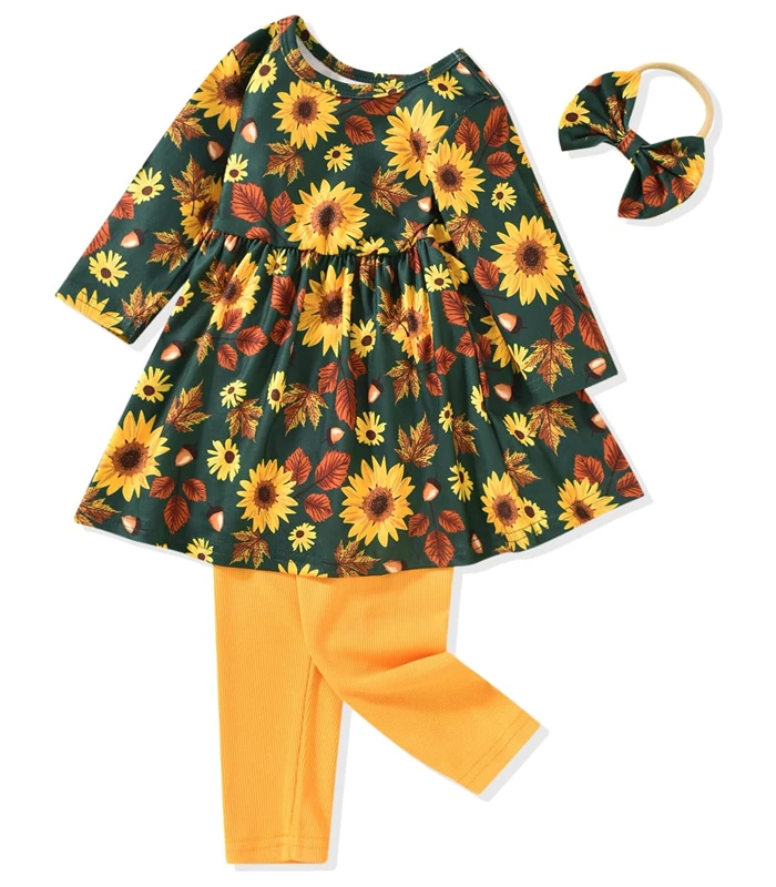 Aalizzwell Toddler Girls Floral Tunic Outfit