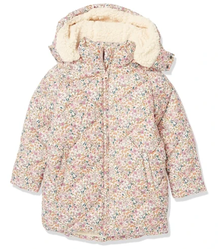 Amazon Essentials Girls and Toddlers' Long Quilted Cocoon Puffer Coat