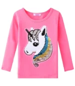 Arshiner Girls Unicorn Shirts Short Sleeve Flip Sequin T-Shirt