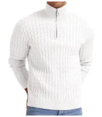 Askdeer Men's Quarter Zip Sweater Cable Knit Sweater