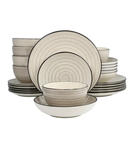 Elama Gia 24 Piece Round Stoneware Dinnerware Set
