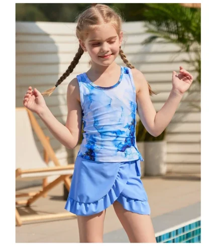 Girls Swimsuits 3 Piece Tankini Bathing Suit Set