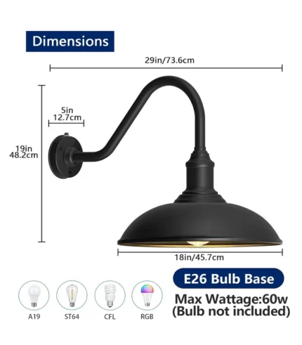 Large 18in Dusk to Dawn Outdoor Barn Lights