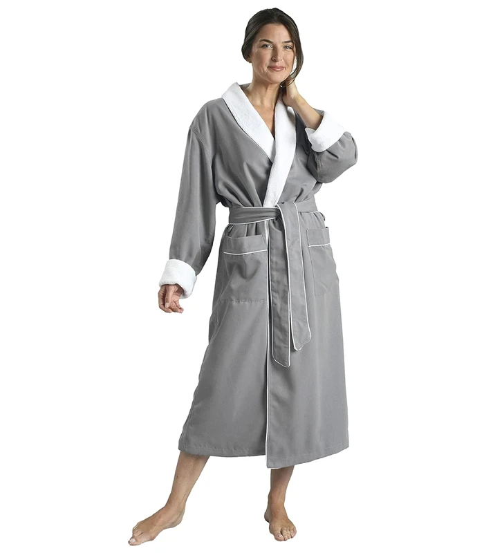 Plush Lined Microfiber Bath Robe for Women