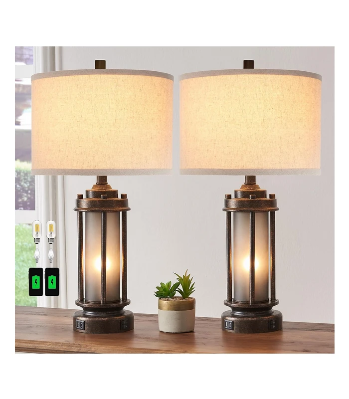Set of 2 Farmhouse Lamps for Living Room