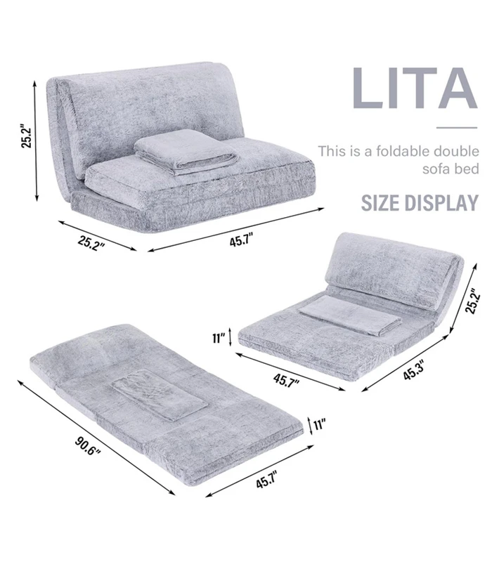 LITA Folding Mattress Sofa with Blanket