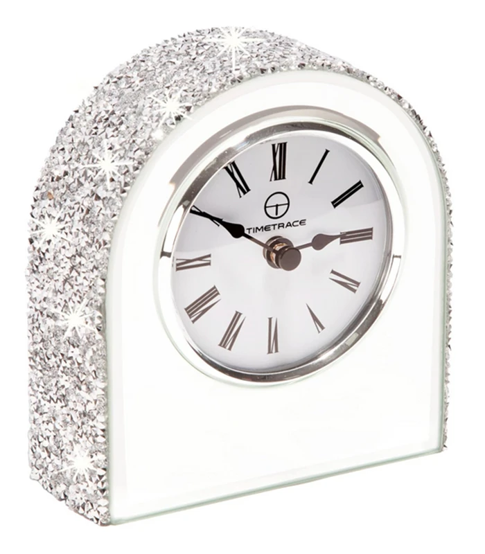 Mirror Glass Crush Diamond Mantle Clock