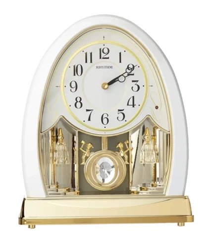 Rhythm Clocks Joyful Crystal Pearl Musical Mantel Clock