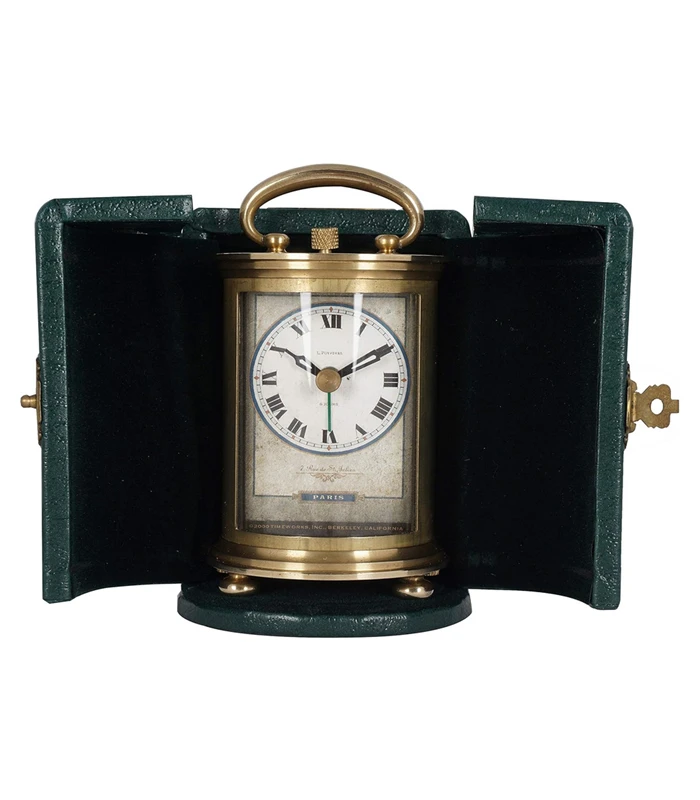 Solid Brass Parisian Carrige Antique Collectible Analog Table Desk Alarm Clock